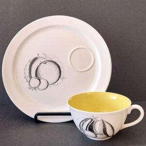 Susie Cooper Black Fruit Tea Cup and Snack Plate-Black Fruit - Cherry